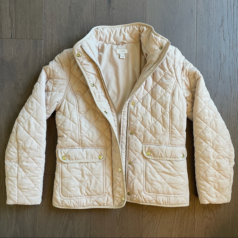 J. Crew Quilted Jacket - full zip, snap button EUC